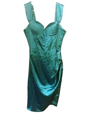 Lulu's Emerald Satin Midi